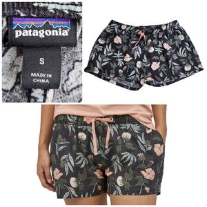 PATAGONIA Island Hemp Baggies Shorts 3" Dark Gray Pink Floral Green Sz Small